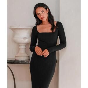 Jenni Kayne Ribbed Long-Sleeve Black Top